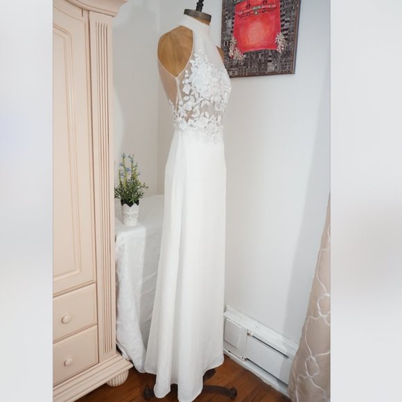 🆕TADASHI SHOJI Embroidered Trumpet Halter Wedding - Picture 5 of 9